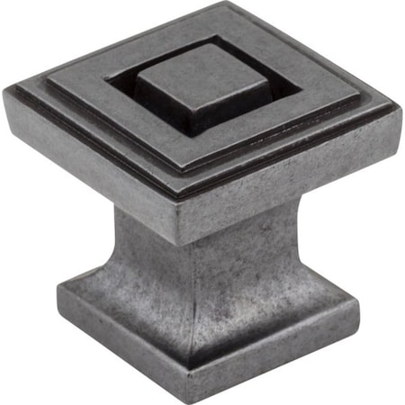 Jeffrey Alexander 1" Overall Length Gun Metal Square Delmar Cabinet Knob 585DACM